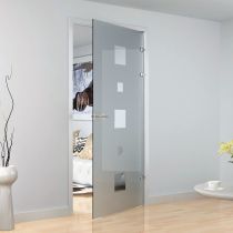 GFFD.S40 Γυάλινη ανοιγόμενη πόρτα 8-10mm,σετ, τοίχος-γυαλί, χρώμα ανοξείδωτο ατσάλι(max.90x250cm-45Kg)