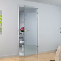 GFFD.S49 Γυάλινη ανοιγόμενη πόρτα 8-10mm,σετ, κλειδαριά WC, τοίχος, χρ.χρώμιο γυαλιστερό(max.90x250cm-45Kg)