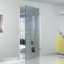 GFFD.S60 Γυάλινη ανοιγόμενη πόρτα 8-10mm,σετ, κλειδαριά, τοίχος, χρώμα ανοξείδωτο ατσάλι(max.100x250cm-50Kg)