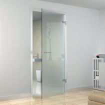 GFFD.S63 Γυάλινη ανοιγόμενη πόρτα 8-10mm,σετ, κλειδαριά WC, τοίχος, χρ.χρώμιο γυαλιστερό(max.100x250cm-50Kg)