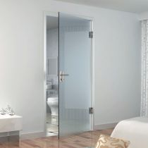 GFFD.S77 Γυάλινη ανοιγόμενη πόρτα 10-12mm,σετ, δεξιά, κλειδ. WC, τοίχος-γυαλί, χρ.ανοξείδ.(max.120x290cm-70Kg)