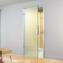 GFFD.S99 Γυάλινη ανοιγόμενη πόρτα 8-10mm,σετ,αριστ, κλειδ. WC, γυαλί-γυαλί, χρ.ανοξείδ.(max.90x222.5cm-50Kg)