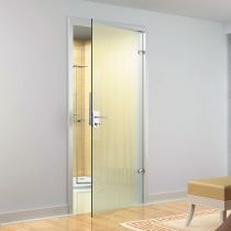 GFFD.S102 Γυάλινη ανοιγόμενη πόρτα 8-10mm,σετ, δεξιά, κλειδ. WC, γυαλί-γυαλί, χρ.ανοξείδ.(max.90x222.5cm-50Kg)