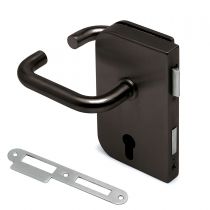 GFFD.053 Κλειδαριά γυάλινης ανοιγόμενης πόρτας 8-12mm, αριστερή με πόμολο & κλειδαριά, χρώμα μαύρο ανθρακί