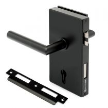 GFFD.068 Κλειδαριά γυάλινης ανοιγόμενης πόρτας 8-12mm, αριστερή με πόμολο, χρώμα μαύρο ανθρακί