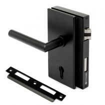 GFFD.078 Κλειδαριά γυάλινης ανοιγόμενης πόρτας 8-12mm, δεξιά με πόμολο, χρώμα μαύρο ανθρακί